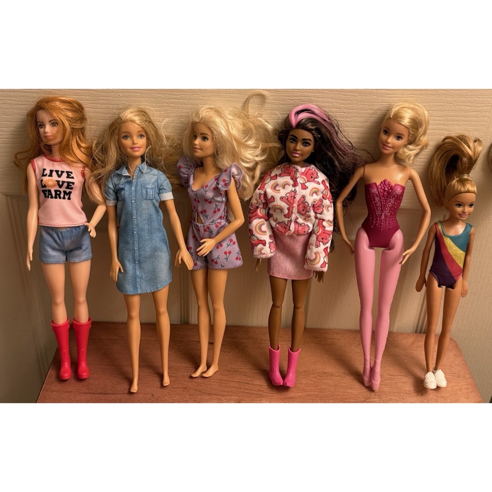 Lot Of 6 Barbie Dolls Farm Doll,‎ Gymnastics, Ballerina